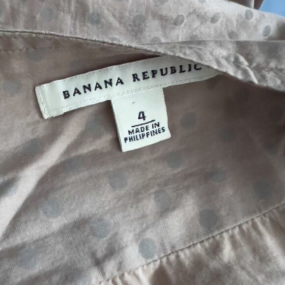 Banana Republic Pleated Polka Dot A Line Zipper Skirt 4 Taupe Office Preppy - Picture 5 of 5